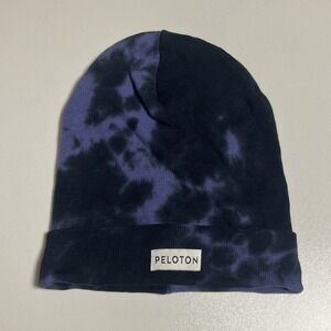 Peloton Tie Dye Blue Beanie Cotton Knit Gender Neutral Winter Fitness Brand Hat
